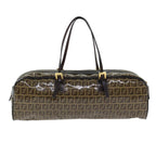 FENDI Zucchino Canvas Hand Bag Brown Gold93886