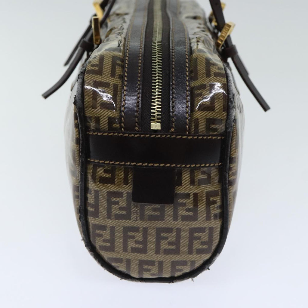 FENDI Zucchino Canvas Hand Bag Brown Gold93886