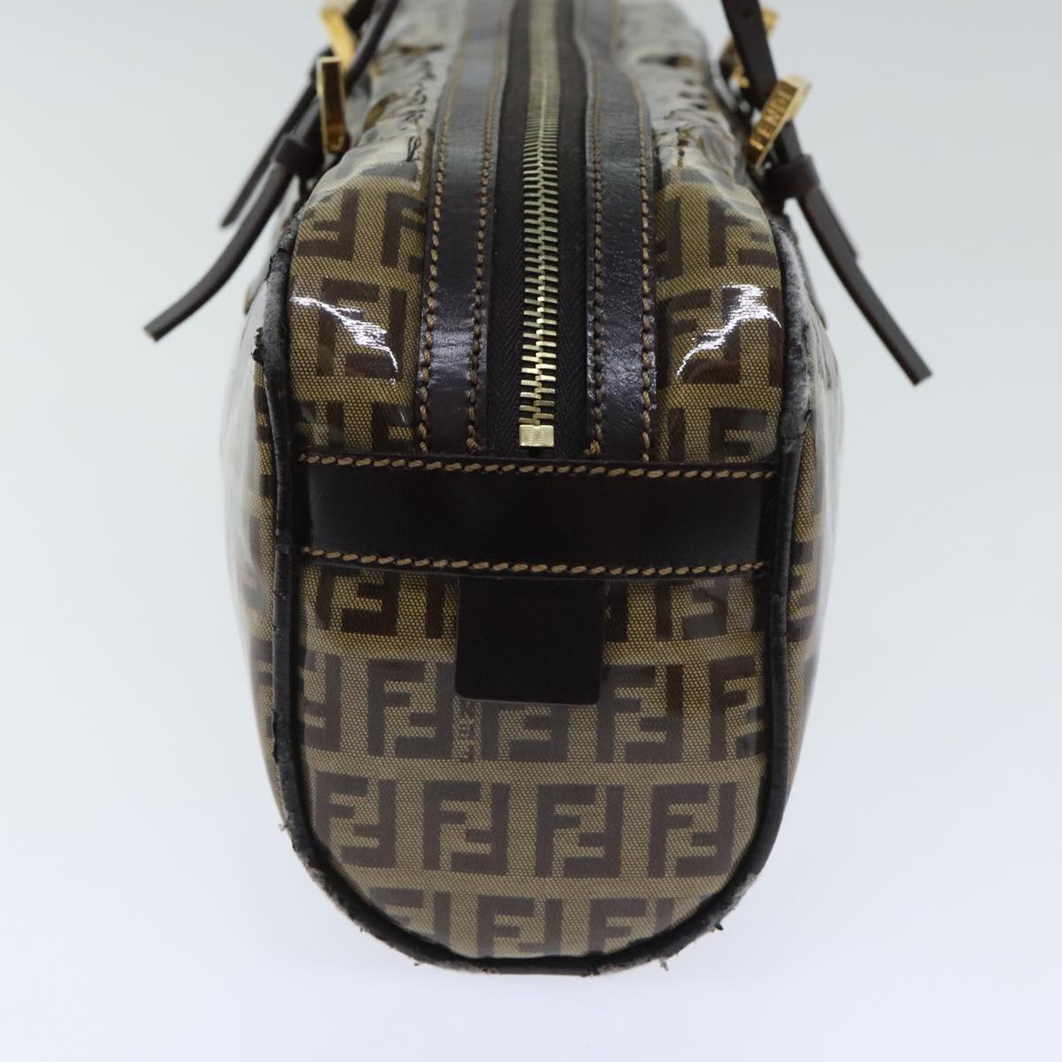 FENDI Zucchino Canvas Hand Bag Brown Gold93886