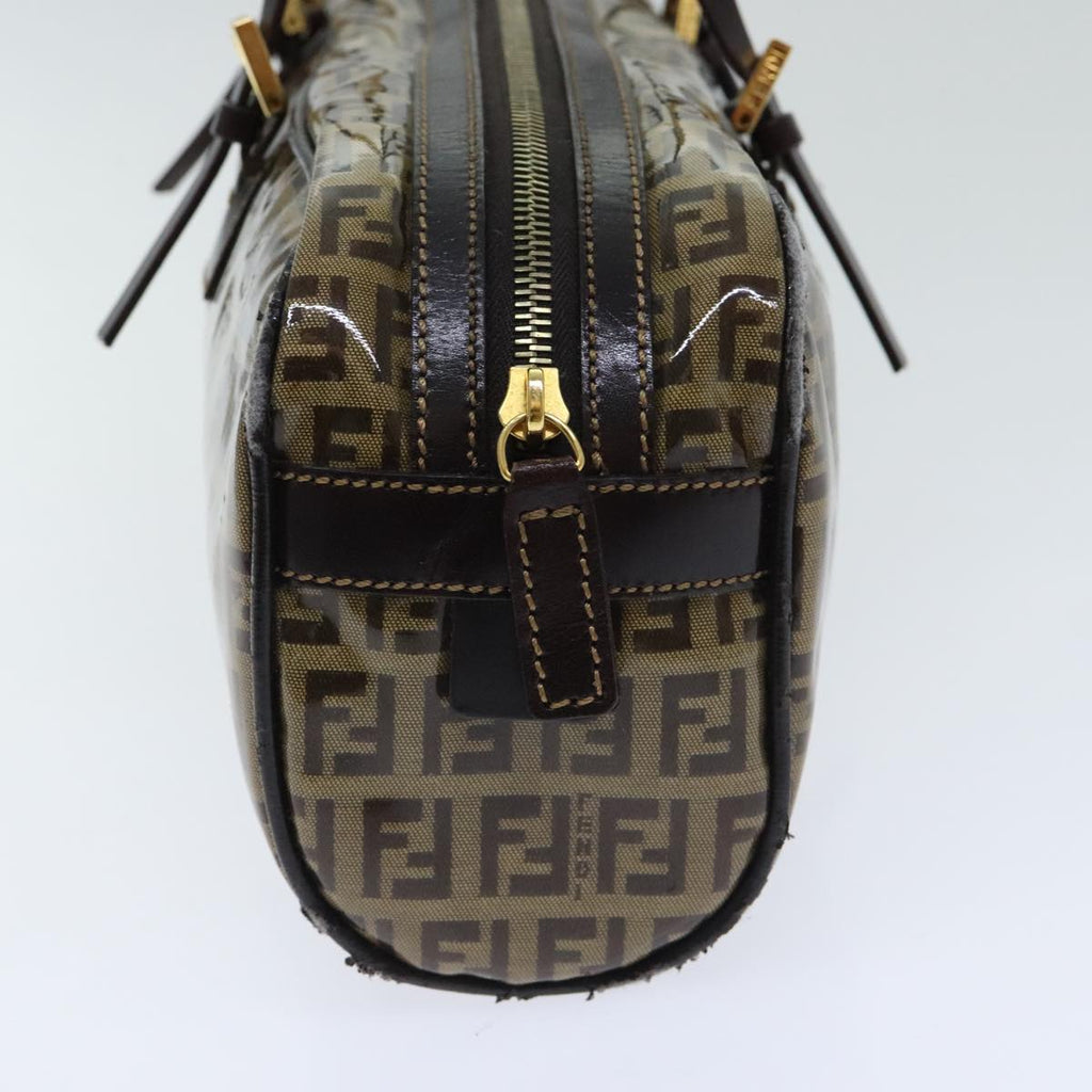 FENDI Zucchino Canvas Hand Bag Brown Gold93886