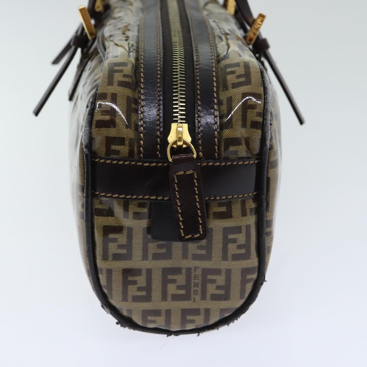 FENDI Zucchino Canvas Hand Bag Brown Gold93886
