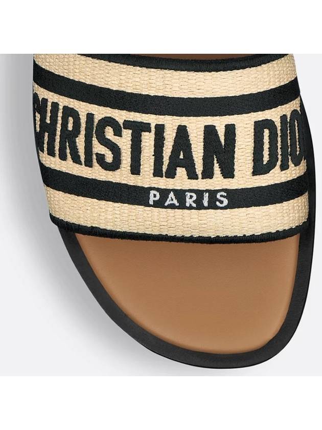 Dway Embroidered Cotton Raffia Slippers Natural Black Dior