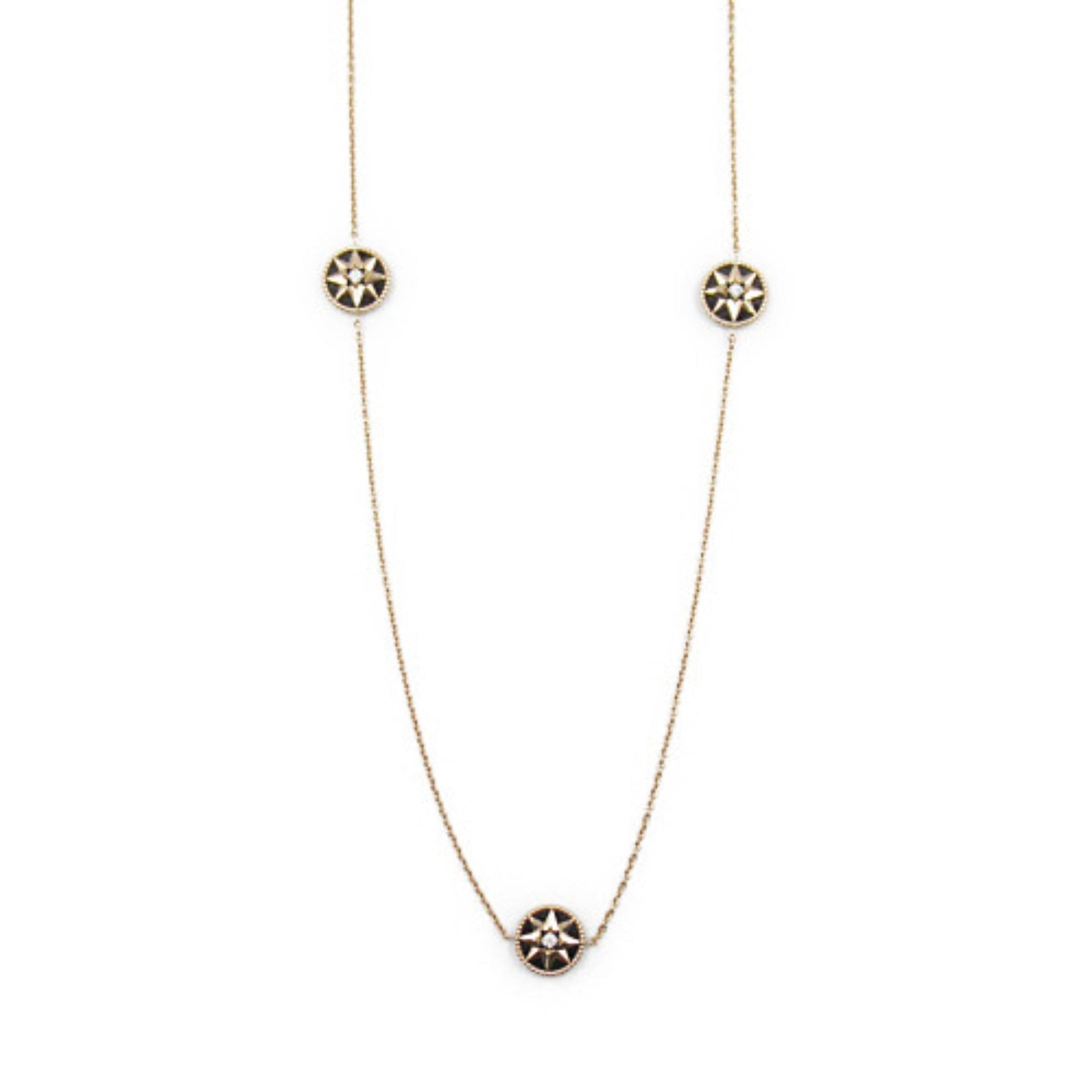 Dior Rose Thevan 9P Necklace Necklace K18PG (pink gold) Diamond Onyx Clear Black