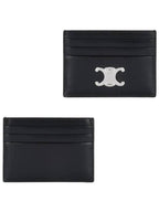CELINE Triomphe Shiny Calfskin Card Wallet Black