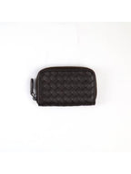 Bottega Veneta Intrecciato Zipper Coin Card Wallet Dark Brown