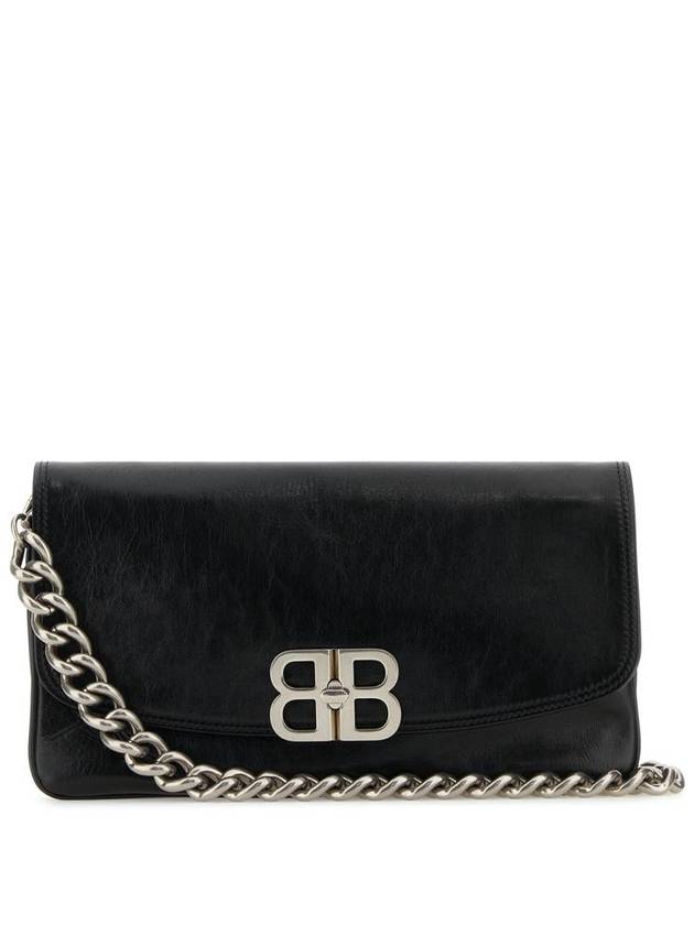 Balenciaga BB Logo Leather Shoulder Bag Black