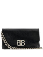 Balenciaga BB Logo Leather Shoulder Bag Black