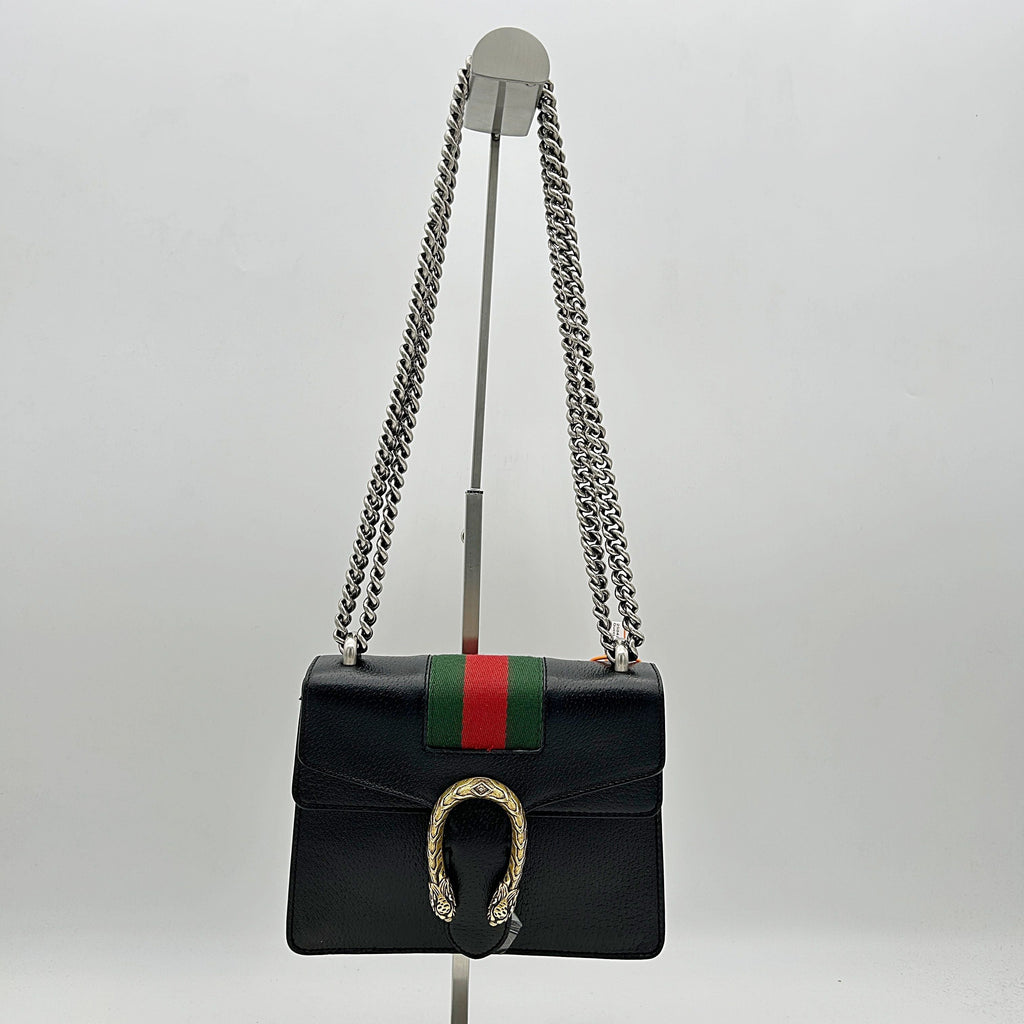 GUCCI Calfskin Web Mini Dionysus Shoulder Bag Black 2504201807