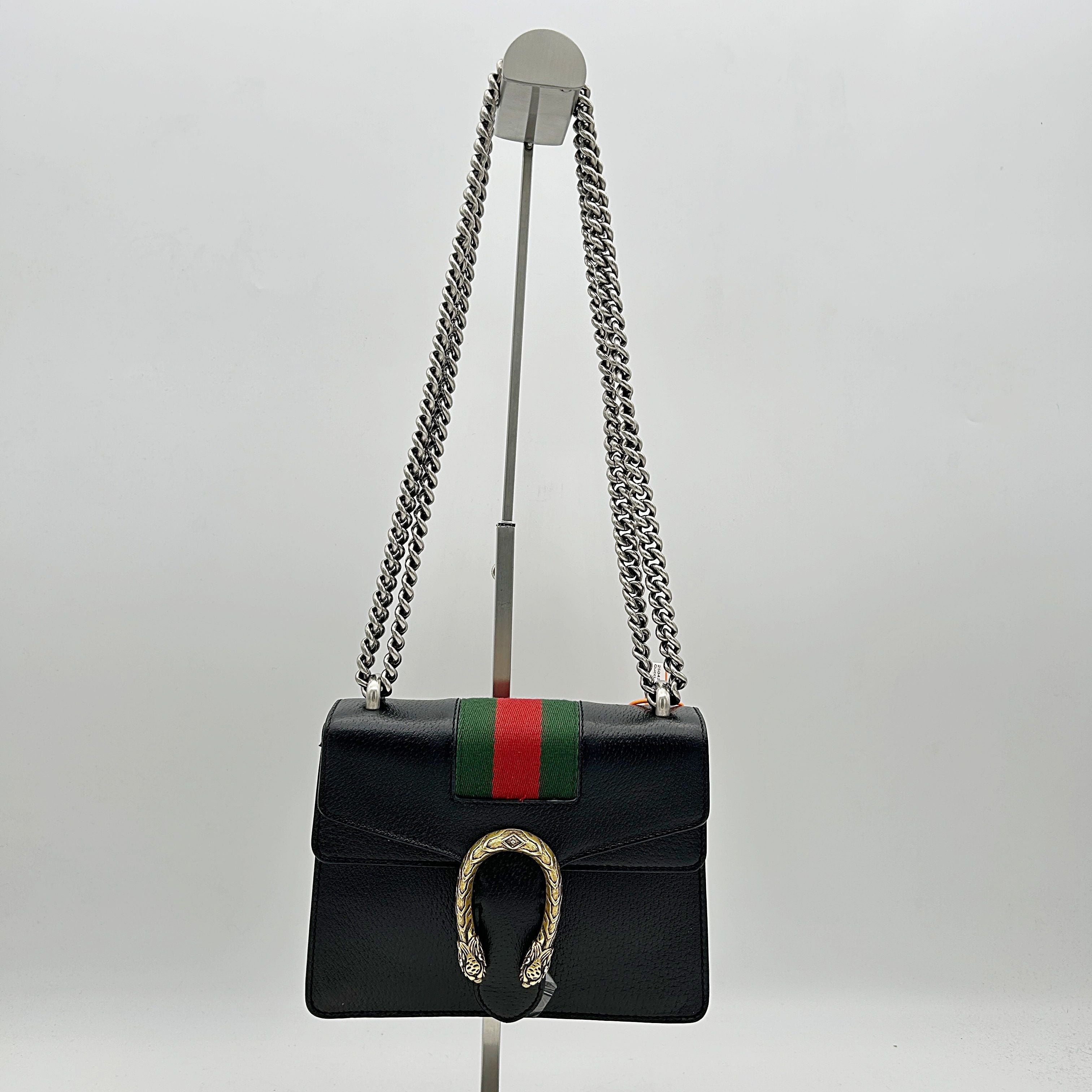 GUCCI Calfskin Web Mini Dionysus Shoulder Bag Black 2504201807