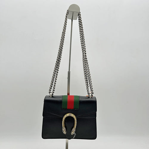 GUCCI Calfskin Web Mini Dionysus Shoulder Bag Black 2504201807