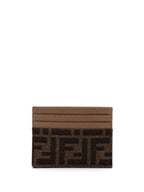Fendi Baguette FF Jacquard Fabric Flat Card Wallet Brown