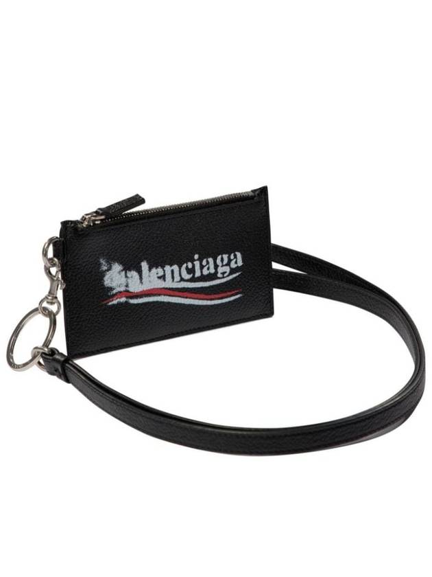 Balenciaga Wave Logo Strap Card Wallet Black