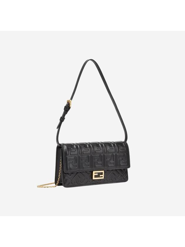 Fendi FF Baguette Nappa Leather Long Wallet Black