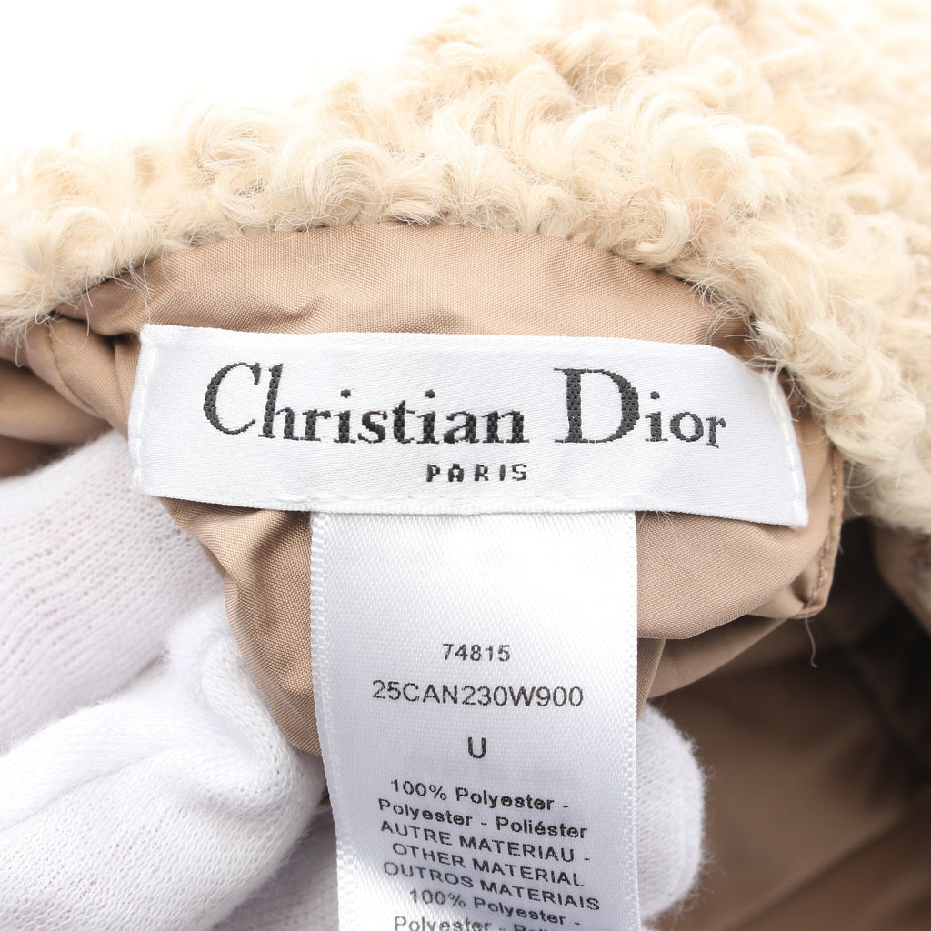 Dior Macro Cannage Shearling Scarf Stall Beige Reversible
