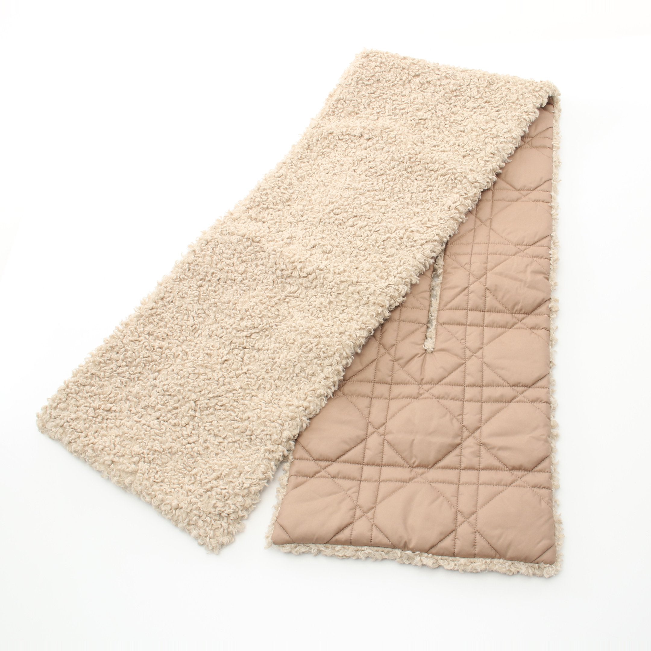 Dior Macro Cannage Shearling Scarf Stall Beige Reversible