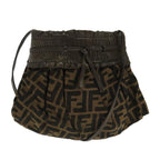 FENDI Zucca Canvas Shoulder Bag Brown Black Gold94106