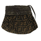 FENDI Zucca Canvas Shoulder Bag Brown Black Gold94106