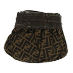 FENDI Zucca Canvas Shoulder Bag Brown Black Gold94106