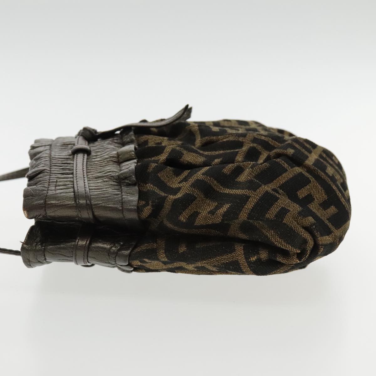 FENDI Zucca Canvas Shoulder Bag Brown Black Gold94106