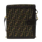 FENDI Zucca Canvas Shoulder Bag Brown Black Gold94107
