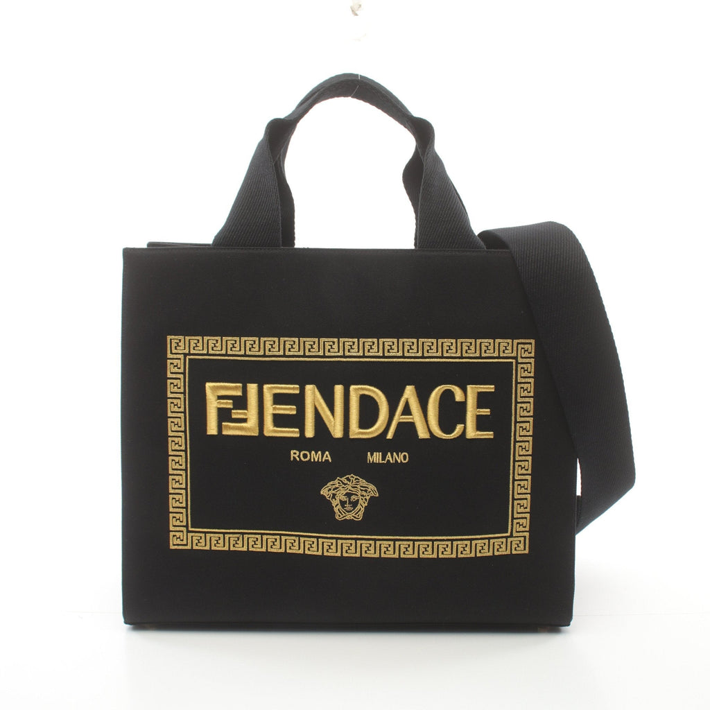 FENDI FENDI * VERSACEFENDACE Fenderche Handbag Tote bag Canvas Black 2WAY
