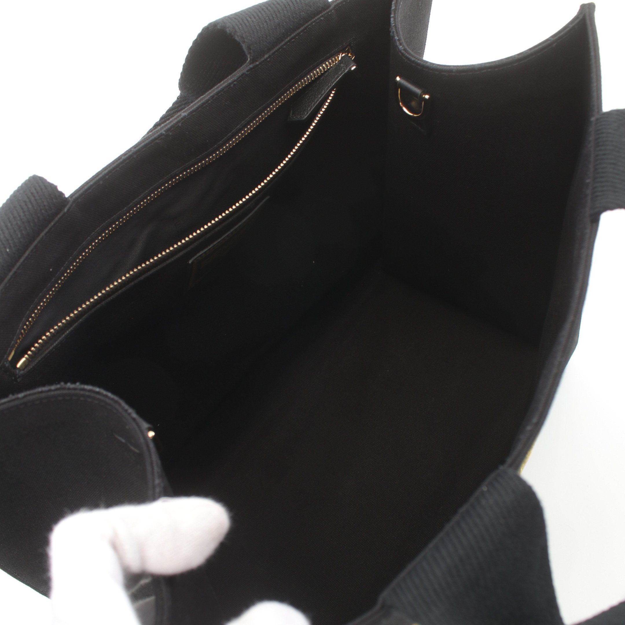 FENDI FENDI * VERSACEFENDACE Fenderche Handbag Tote bag Canvas Black 2WAY