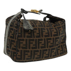 FENDI Zucca Canvas Vanity Hand Bag Brown Black94131