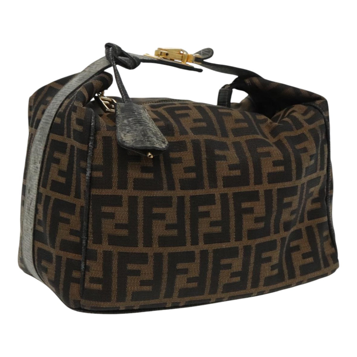 FENDI Zucca Canvas Vanity Hand Bag Brown Black94131