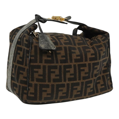 FENDI Zucca Canvas Vanity Hand Bag Brown Black94131