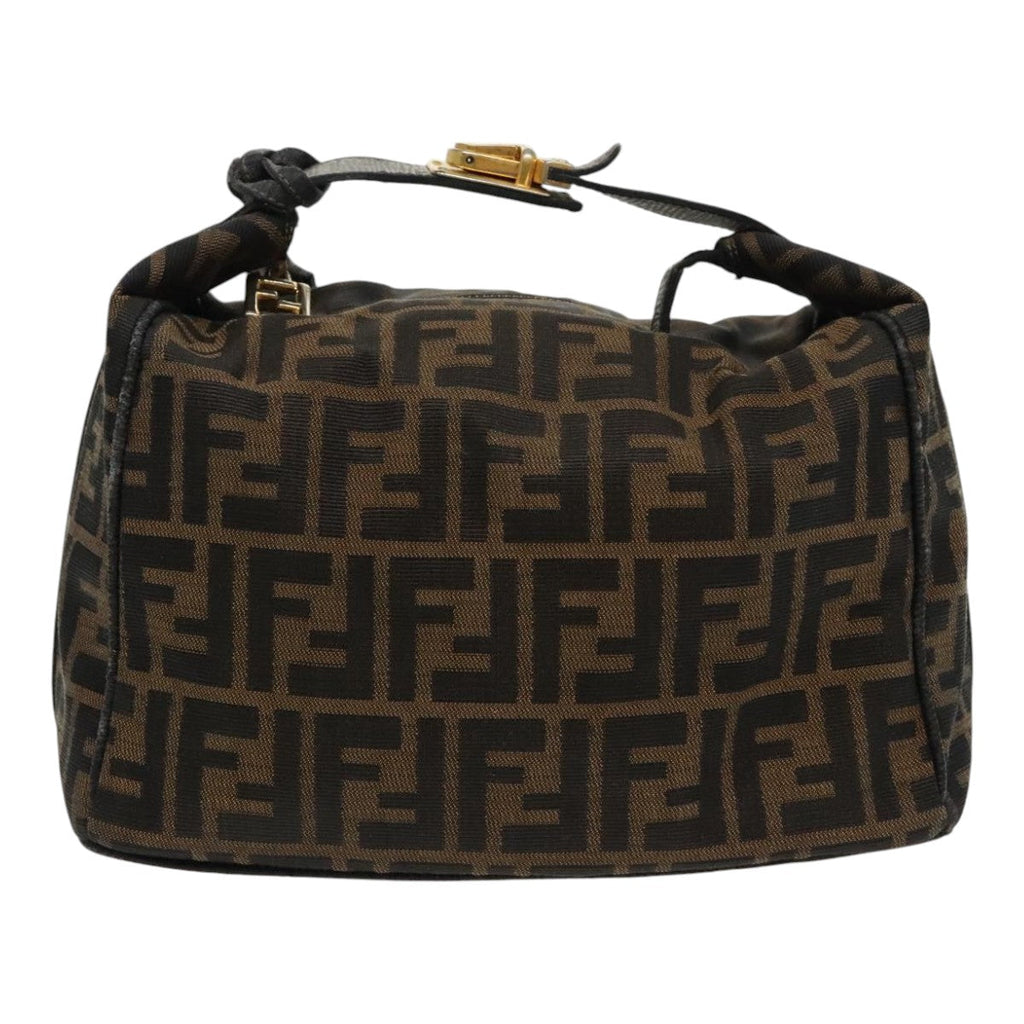 FENDI Zucca Canvas Vanity Hand Bag Brown Black94131