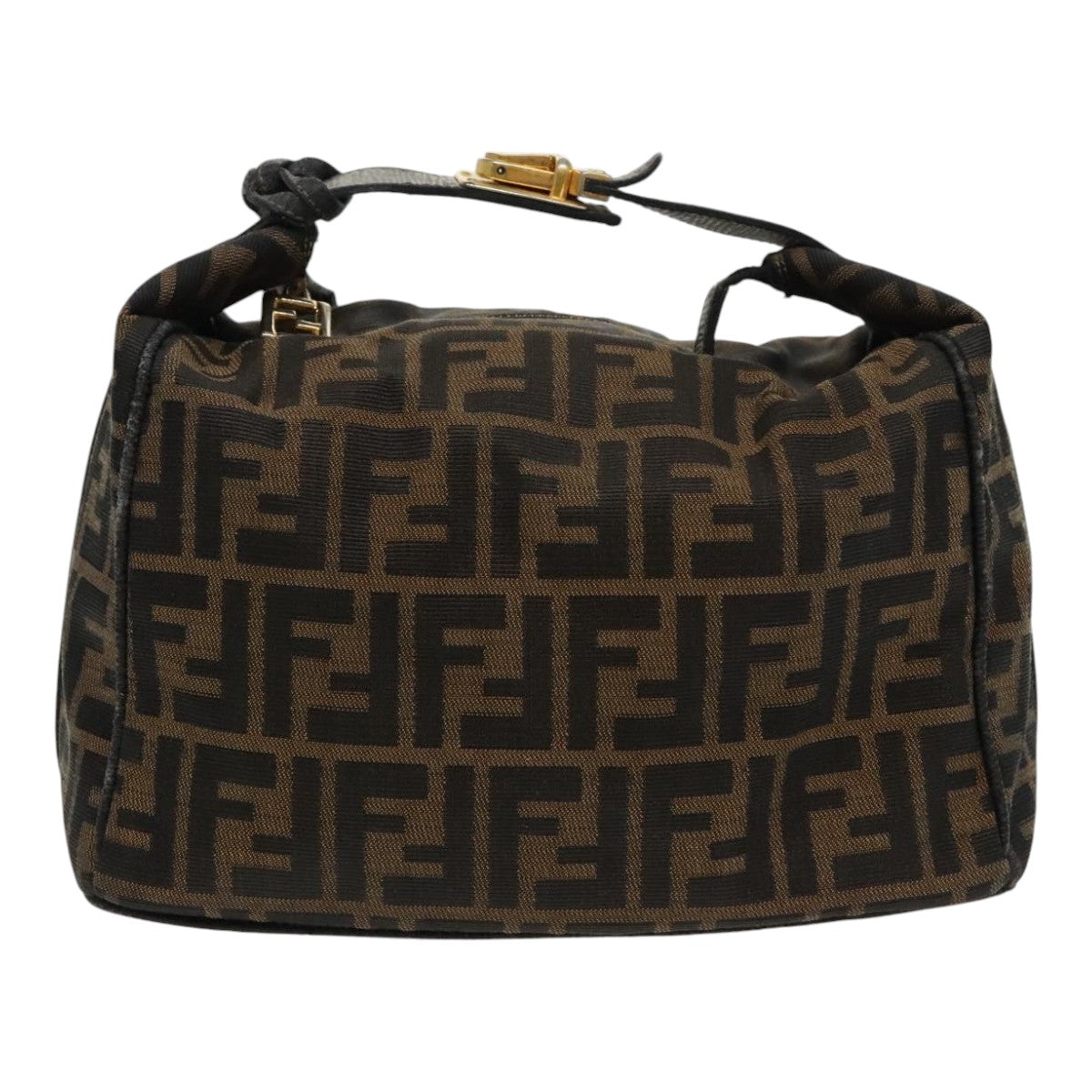 FENDI Zucca Canvas Vanity Hand Bag Brown Black94131