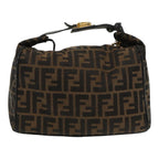 FENDI Zucca Canvas Vanity Hand Bag Brown Black94131