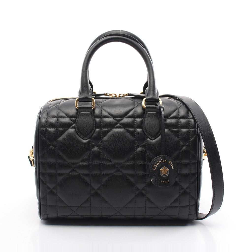 Dior Dior Groove 25 Macro Cannage Handbag Mini boston bag Leather Black 2WAY