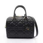 Dior Dior Groove 25 Macro Cannage Handbag Mini boston bag Leather Black 2WAY