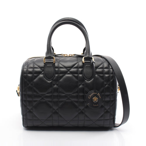 Dior Dior Groove 25 Macro Cannage Handbag Mini boston bag Leather Black 2WAY