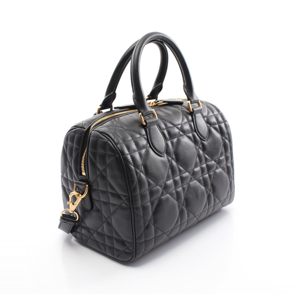 Dior Dior Groove 25 Macro Cannage Handbag Mini boston bag Leather Black 2WAY