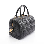Dior Dior Groove 25 Macro Cannage Handbag Mini boston bag Leather Black 2WAY