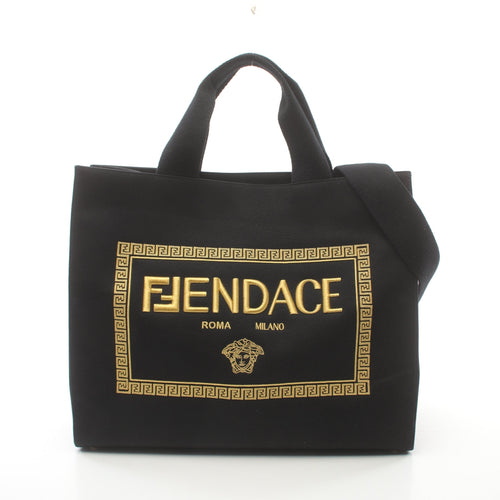 FENDI FENDI * VERSACE FENDACE Fenderche Handbag Tote bag Canvas Black 2WAY