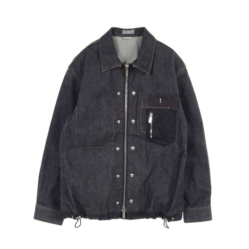Dior DIOR * sacai Over Shirt Low Cotton Denim Denim Jacket Cotton Indigo blue