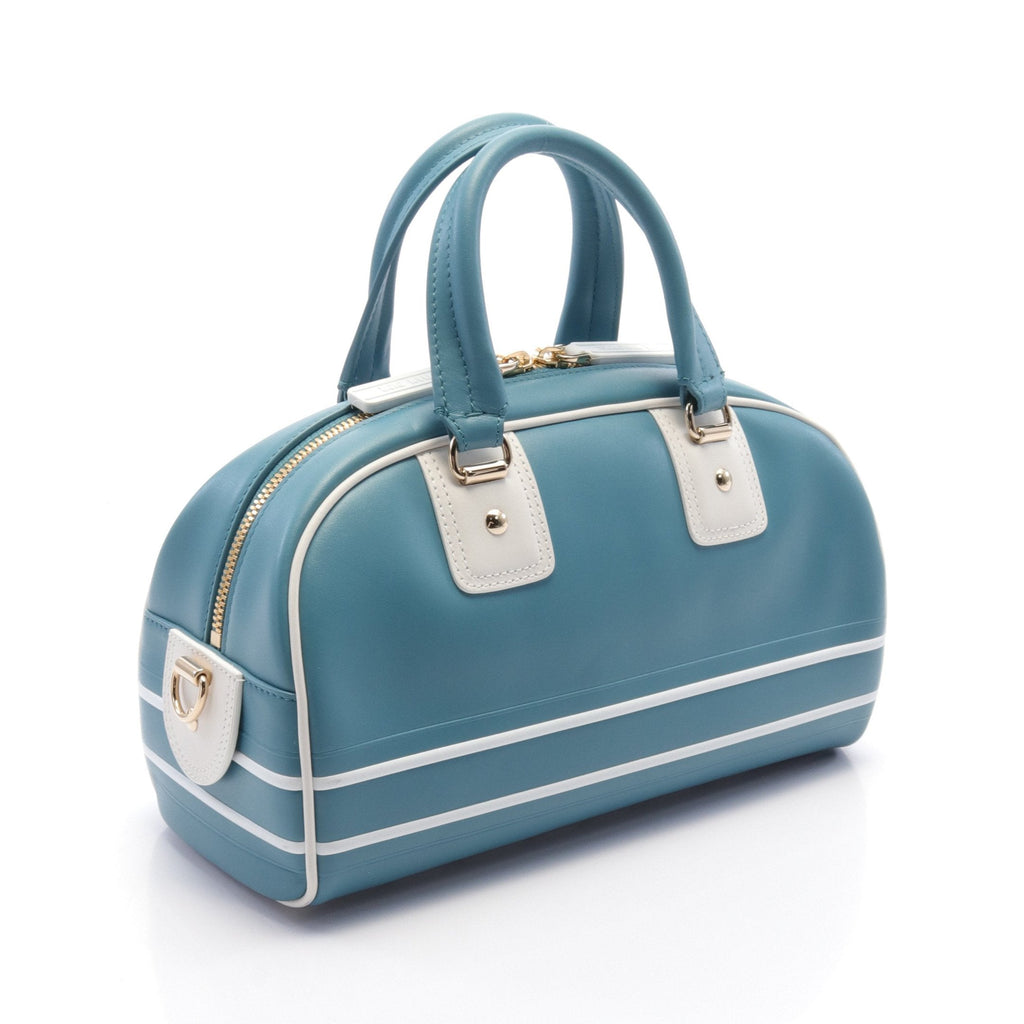 Dior Handbag Mini boston bag Logo Leather Blue green White 2WAY