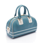 Dior Handbag Mini boston bag Logo Leather Blue green White 2WAY