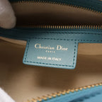 Dior Handbag Mini boston bag Logo Leather Blue green White 2WAY