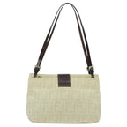 FENDI Zucca Canvas Mamma Baguette Shoulder Bag White Silver94184