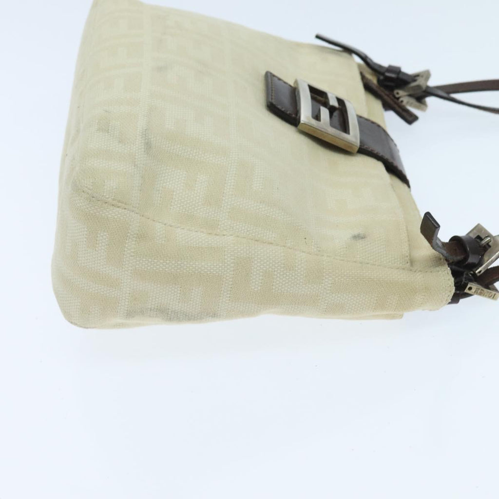 FENDI Zucca Canvas Mamma Baguette Shoulder Bag White Silver94184