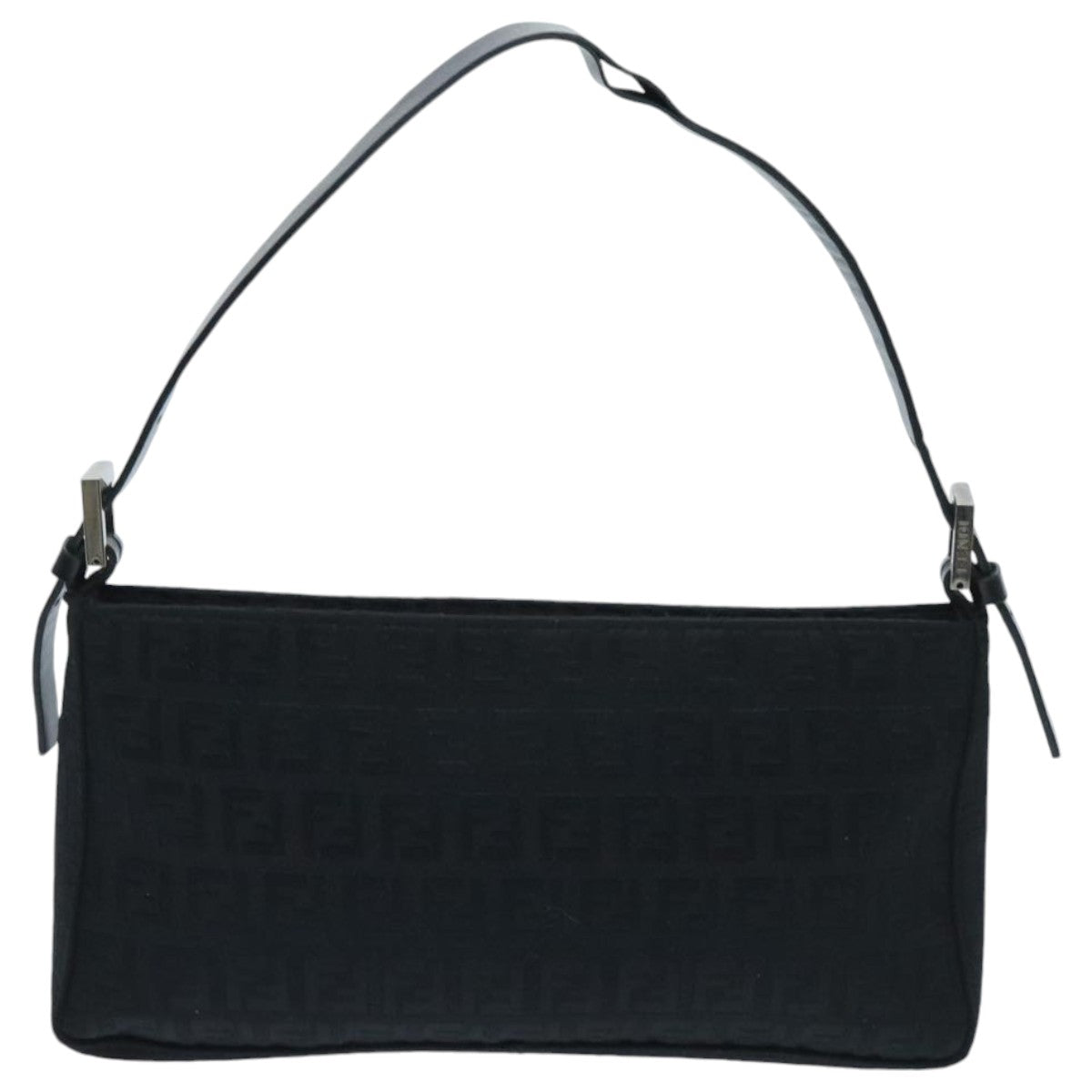 FENDI Zucchino Canvas Hand Bag Black Silver94186