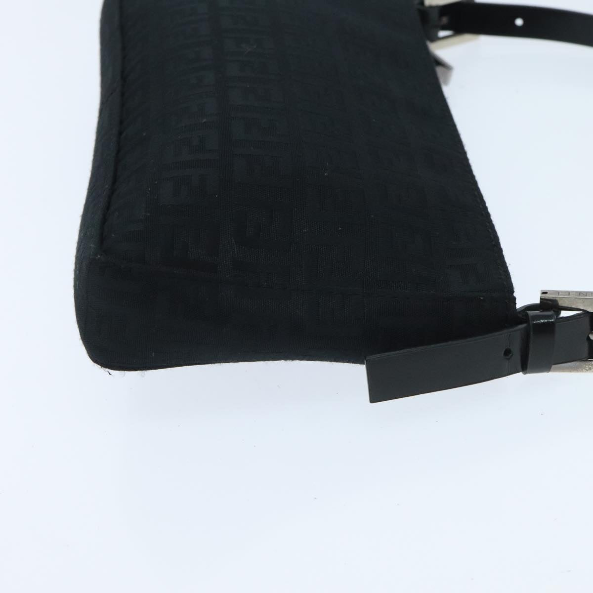 FENDI Zucchino Canvas Hand Bag Black Silver94186