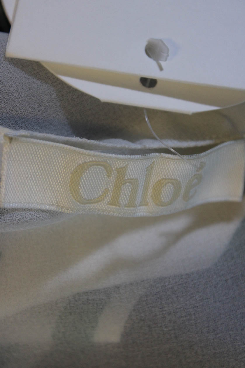 Chloe Womens Silk Striped A Line Wrap Dress Green Cream