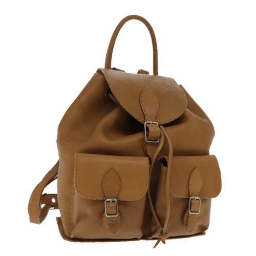 FENDI Backpack Leather Gold Brown94235