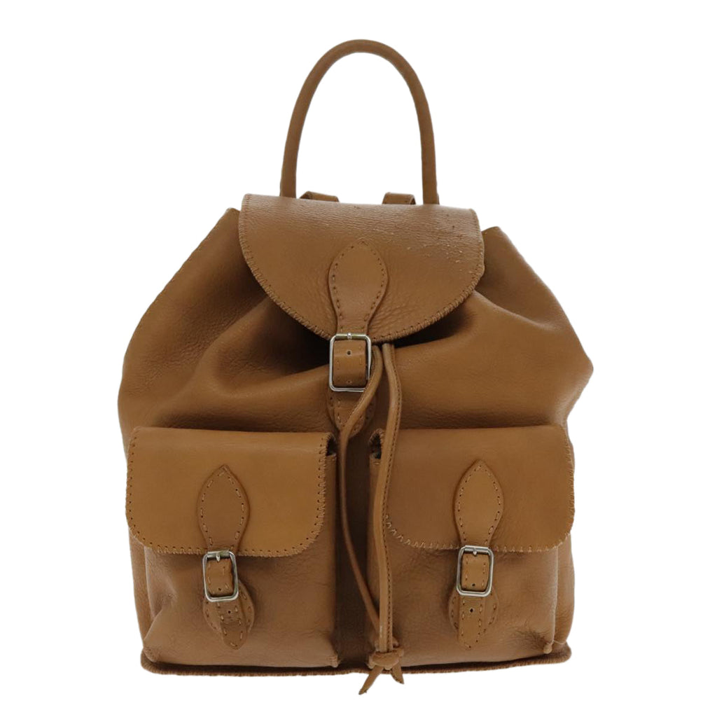 FENDI Backpack Leather Gold Brown94235