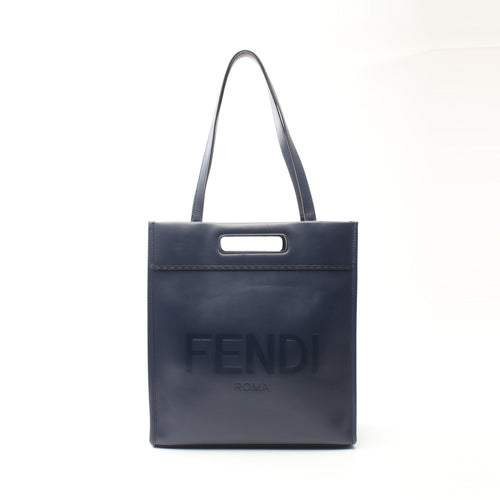 FENDI SHOPPING BAG Shoulder bag Tote bag Leather Navy